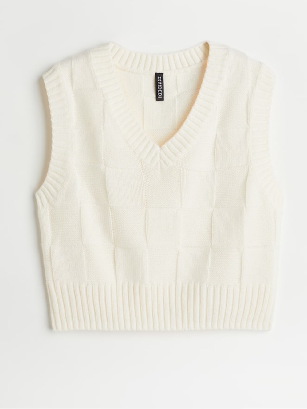 H&M Short Sleeveless Sweater Vest Cream V-Neck